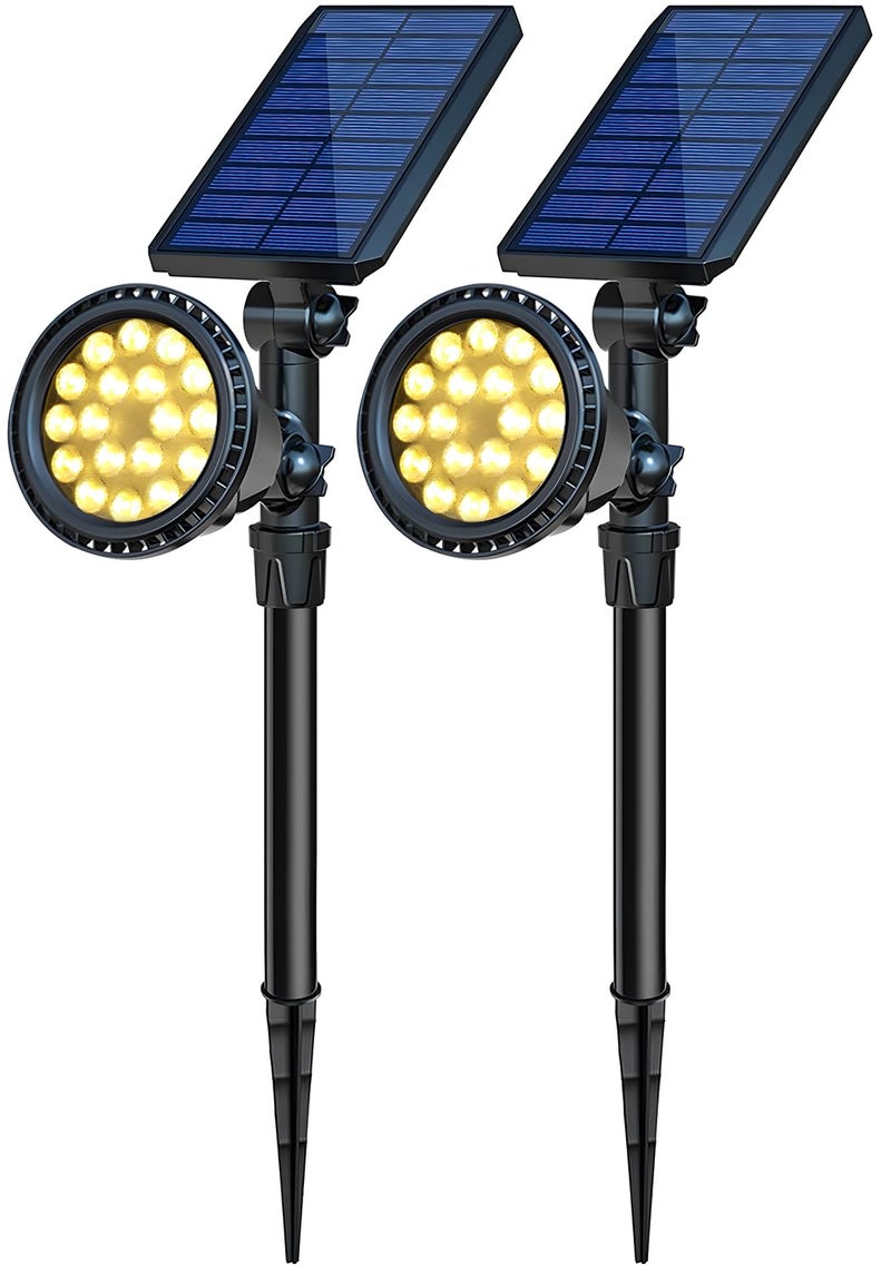 OSORD Solar Spot Lights Outdoor, Waterproof Solar Landscape Spotlights 18 LED 2-in-1 Uplights Adjustable Flag Pole Lights Solar Powered 3000k Warm White for Garden Yard Driveway Pathway - Image 1